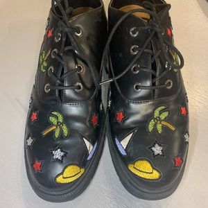 Zara Embroidered Oxford Creeper rhinestone Sz 38